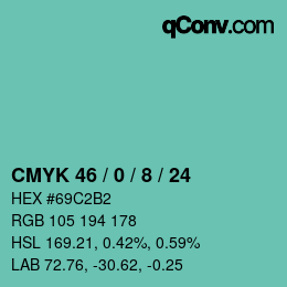 Farbcode: CMYK 46 / 0 / 8 / 24 | qconv.com