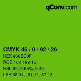 Color code: CMYK 46 / 0 / 92 / 26 | qconv.com