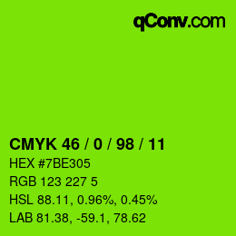 Color code: CMYK 46 / 0 / 98 / 11 | qconv.com