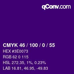Color code: CMYK 46 / 100 / 0 / 55 | qconv.com