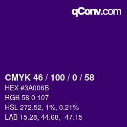 Color code: CMYK 46 / 100 / 0 / 58 | qconv.com