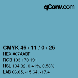 颜色代码: CMYK 46 / 11 / 0 / 25 | qconv.com