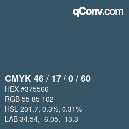 カラーコード: CMYK 46 / 17 / 0 / 60 | qconv.com