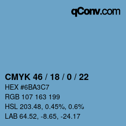 Code couleur: CMYK 46 / 18 / 0 / 22 | qconv.com