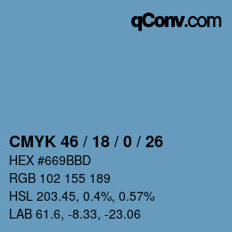 Color code: CMYK 46 / 18 / 0 / 26 | qconv.com