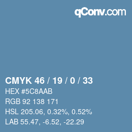 Farbcode: CMYK 46 / 19 / 0 / 33 | qconv.com
