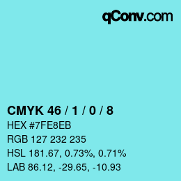 カラーコード: CMYK 46 / 1 / 0 / 8 | qconv.com