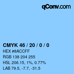 Color code: CMYK 46 / 20 / 0 / 0 | qconv.com