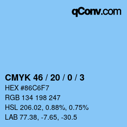 Color code: CMYK 46 / 20 / 0 / 3 | qconv.com