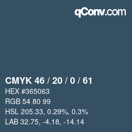 カラーコード: CMYK 46 / 20 / 0 / 61 | qconv.com