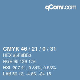 Color code: CMYK 46 / 21 / 0 / 31 | qconv.com