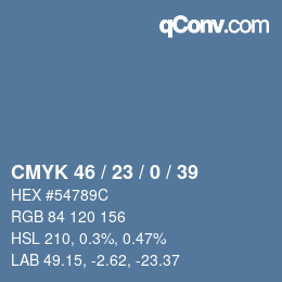 颜色代码: CMYK 46 / 23 / 0 / 39 | qconv.com