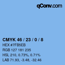 Color code: CMYK 46 / 23 / 0 / 8 | qconv.com