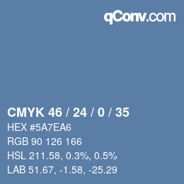 Code couleur: CMYK 46 / 24 / 0 / 35 | qconv.com