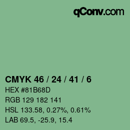 カラーコード: CMYK 46 / 24 / 41 / 6 | qconv.com