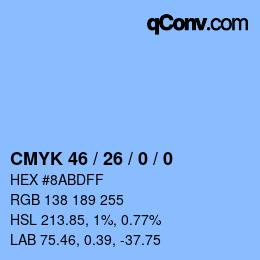 カラーコード: CMYK 46 / 26 / 0 / 0 | qconv.com