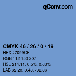 Farbcode: CMYK 46 / 26 / 0 / 19 | qconv.com