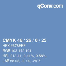 Farbcode: CMYK 46 / 26 / 0 / 25 | qconv.com