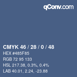 Color code: CMYK 46 / 28 / 0 / 48 | qconv.com