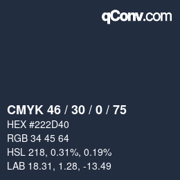 Farbcode: CMYK 46 / 30 / 0 / 75 | qconv.com