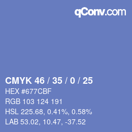 Color code: CMYK 46 / 35 / 0 / 25 | qconv.com