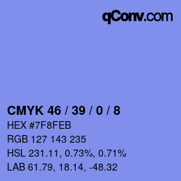 Color code: CMYK 46 / 39 / 0 / 8 | qconv.com