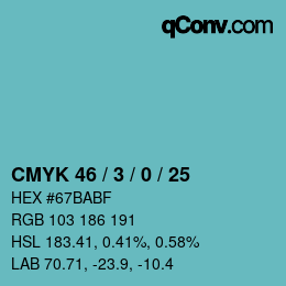 Farbcode: CMYK 46 / 3 / 0 / 25 | qconv.com