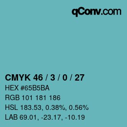 Code couleur: CMYK 46 / 3 / 0 / 27 | qconv.com