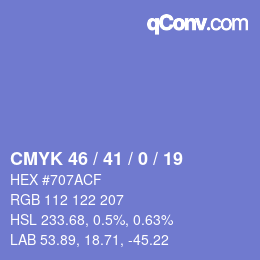 カラーコード: CMYK 46 / 41 / 0 / 19 | qconv.com