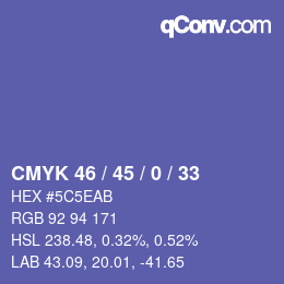 Color code: CMYK 46 / 45 / 0 / 33 | qconv.com