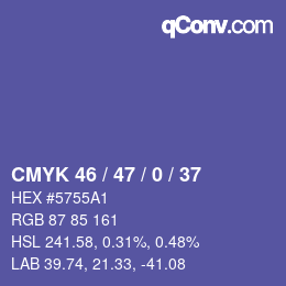 Color code: CMYK 46 / 47 / 0 / 37 | qconv.com