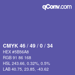 カラーコード: CMYK 46 / 49 / 0 / 34 | qconv.com