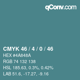 Color code: CMYK 46 / 4 / 0 / 46 | qconv.com