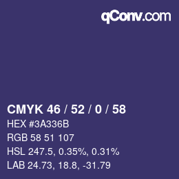 Color code: CMYK 46 / 52 / 0 / 58 | qconv.com