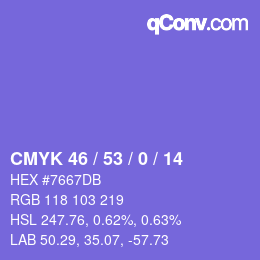 Color code: CMYK 46 / 53 / 0 / 14 | qconv.com