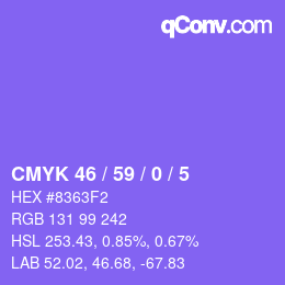 颜色代码: CMYK 46 / 59 / 0 / 5 | qconv.com