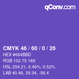 カラーコード: CMYK 46 / 60 / 0 / 26 | qconv.com