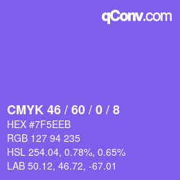 カラーコード: CMYK 46 / 60 / 0 / 8 | qconv.com