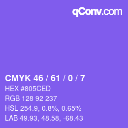 Color code: CMYK 46 / 61 / 0 / 7 | qconv.com
