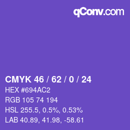 Farbcode: CMYK 46 / 62 / 0 / 24 | qconv.com