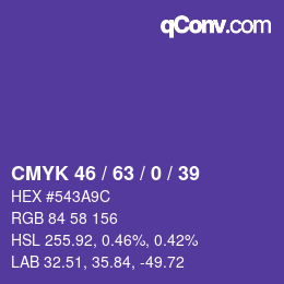 Color code: CMYK 46 / 63 / 0 / 39 | qconv.com