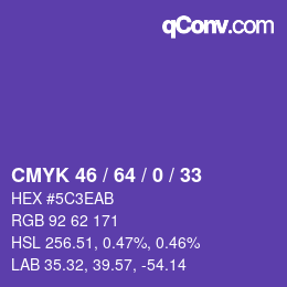 Farbcode: CMYK 46 / 64 / 0 / 33 | qconv.com