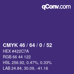 Farbcode: CMYK 46 / 64 / 0 / 52 | qconv.com