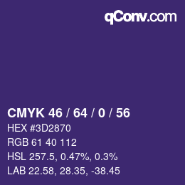 Color code: CMYK 46 / 64 / 0 / 56 | qconv.com