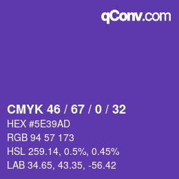 カラーコード: CMYK 46 / 67 / 0 / 32 | qconv.com