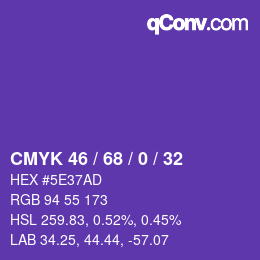 Farbcode: CMYK 46 / 68 / 0 / 32 | qconv.com