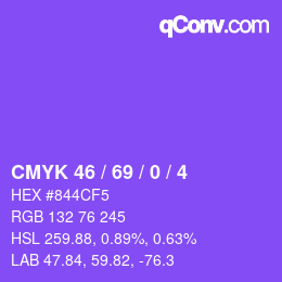 カラーコード: CMYK 46 / 69 / 0 / 4 | qconv.com