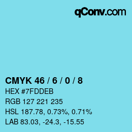 Farbcode: CMYK 46 / 6 / 0 / 8 | qconv.com