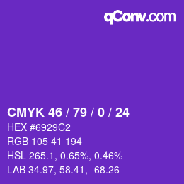颜色代码: CMYK 46 / 79 / 0 / 24 | qconv.com