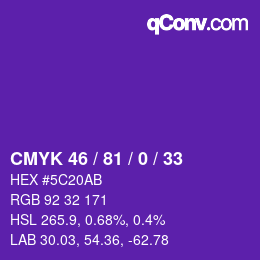 Color code: CMYK 46 / 81 / 0 / 33 | qconv.com
